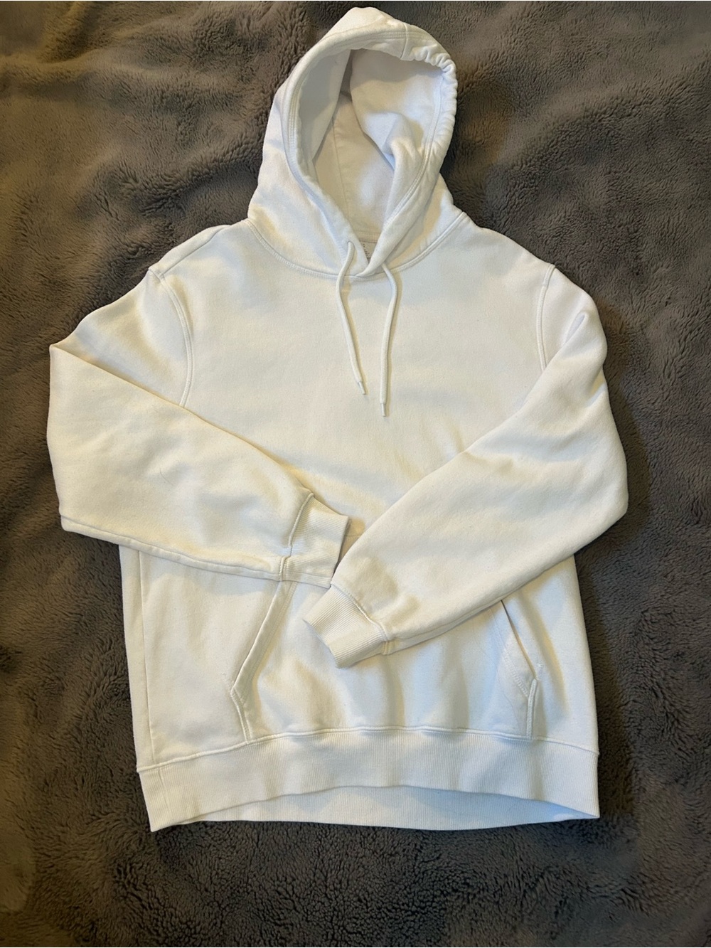 Divided White Pullover Hoodie with Kangaroo Pocket